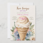 Twee schepjes Fun Ice Cream 2e Verjaardagsfeest Kaart (Voorkant)