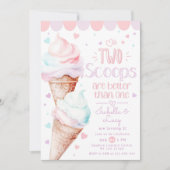 Twee schepjes tweeling ijs verjaardagsfeestje kaart (Voorkant)