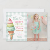 Twee schepjes van leuke ijs boog 2e verjaardag fot kaart (Voorkant)