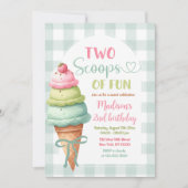 Twee schepjes van leuke ijs boog 2e verjaardag kaart (Voorkant)