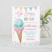 Twee schepjes van leuke verjaardagsfeestuitnodigin kaart (Staand voorkant)