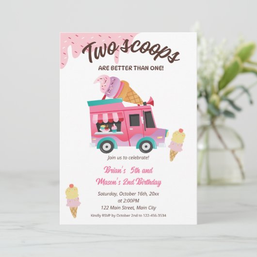 Twee schepjes zijn beter dan één verjaardagsfeestj kaart (Staand voorkant)