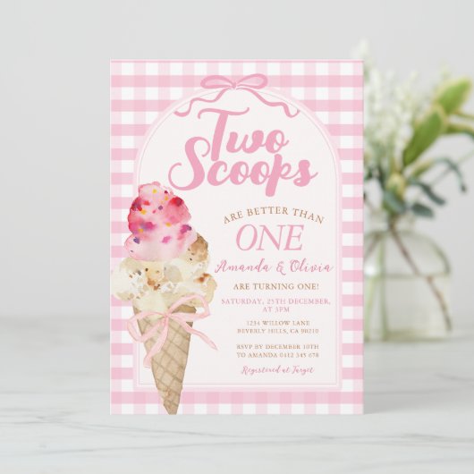 Twee schepjes zijn beter dan een verjaardagsijs kaart (Staand voorkant)