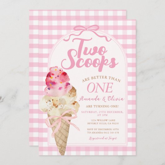 Twee schepjes zijn beter dan een verjaardagsijs kaart (Voorkant / Achterkant)