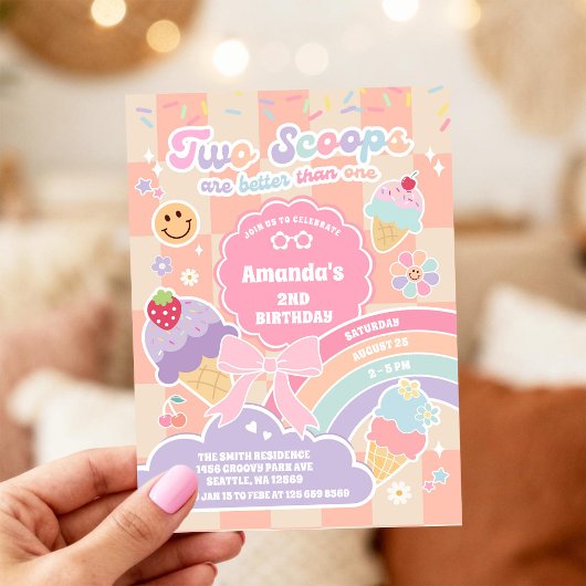 Twee Scheppen Ijs Groovy Daisy 2e Verjaardag Kaart