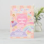 Twee Scheppen Ijs Groovy Daisy 2e Verjaardag Kaart (Staand voorkant)
