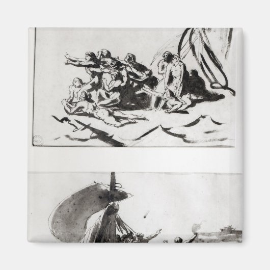 Twee schetsen voor de achterzijde van de medaille, magneet (Voorkant)