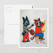Twee schilderkat, Louis Wain Briefkaart (Voorkant / Achterkant)