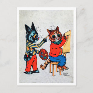 Twee schilderkat, Louis Wain Briefkaart