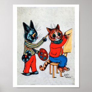 Twee schilderkat, Louis Wain Poster