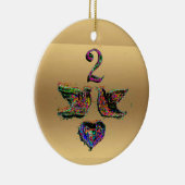 Twee schildpadden met gouden kerstversiering keramisch ornament (Rechts)