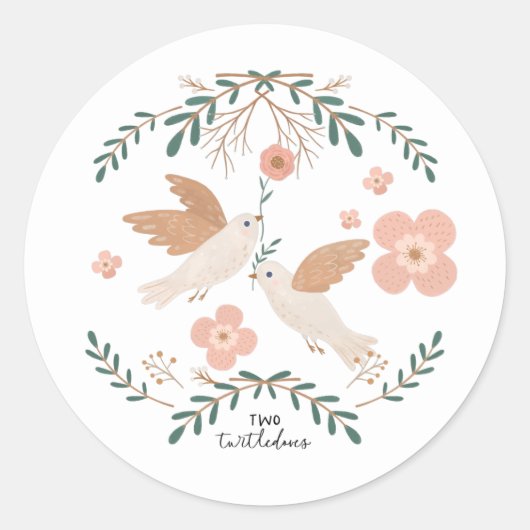 Twee schildpadden van 12 dagen met kerstklap ronde sticker (Voorkant)