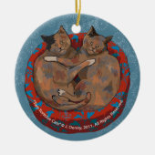 Twee schildpadkatten... dubbelzijdig keramisch ornament (Voorkant)