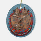 Twee schildpadkatten... dubbelzijdig keramisch ornament (Links)
