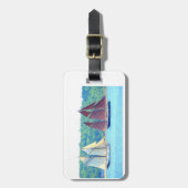 Twee schoeners zeilen label bagagelabel (Voorkant verticaal)