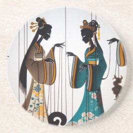 Twee schoonheden zandsteen onderzetter