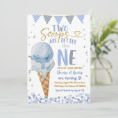 Twee Scoops Ice Cream Twin Boys Zomerverjaardag Kaart (Staand voorkant)