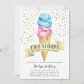 Twee Scoops Twin Boy and Girl Baby shower Kaart (Voorkant)