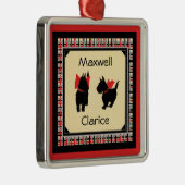 Twee Scottie Dog, Schotse Terriër Personaliseren Metalen Ornament (Rechts)
