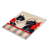 Twee Scottie Dogs, Black Scottish Terrier Ornament Tegeltje (Zijkant)