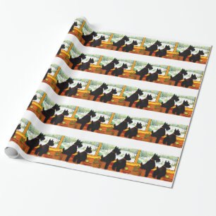 Twee Scottie Dogs die wachten op de kerstman Cadeaupapier