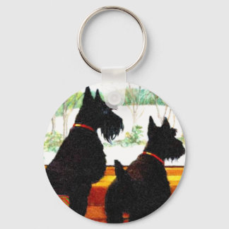 Twee Scottie Dogs die wachten op de kerstman Sleutelhanger