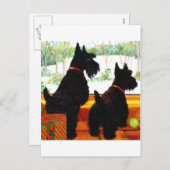 Twee Scottie honden met Kerstmis Feestdagenkaart (Voorkant / Achterkant)