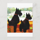 Twee Scottie honden met Kerstmis Feestdagenkaart (Voorkant)