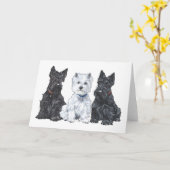 Twee Scotties en een Westie Kaart (Gele Bloem)