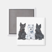 Twee Scotties en een Westie Magneet (Voorkant / Achterkant)