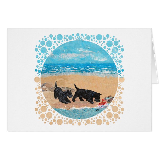 Twee Scotties op het Strand (Voorkant Horizontaal)