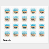 Twee Scotties op het strand Vierkante Sticker (Vel)