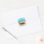 Twee Scotties op het strand Vierkante Sticker (Envelop)
