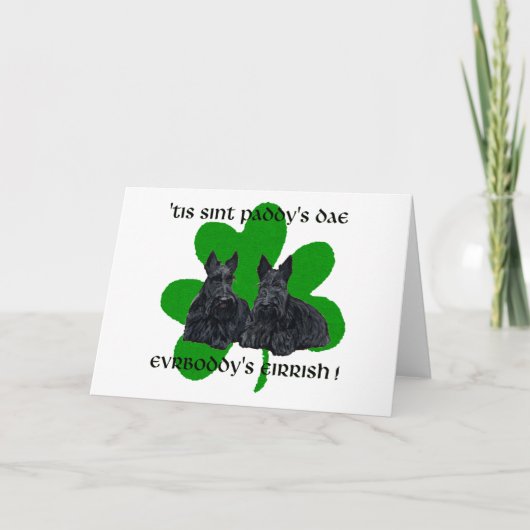 Twee Scotties op St. Paddy's Day Kaart (Voorkant)