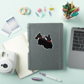 Twee Scottish Terrier/ zwarte silhouet rode halsba Sticker (iPad Cover)