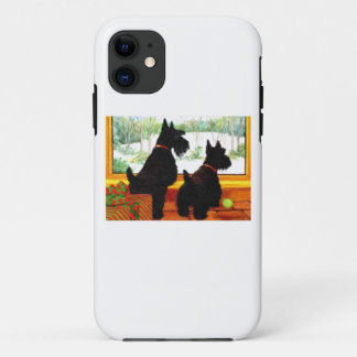 Twee Scotty Dogs met Kerstmis iPhone 11 Hoesje