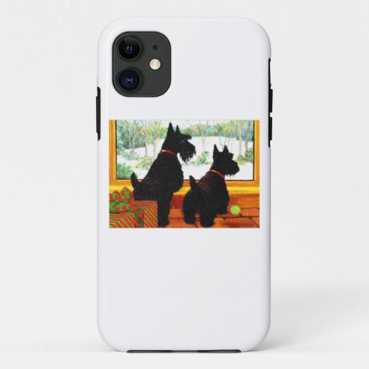 Twee Scotty Dogs met Kerstmis Case-Mate iPhone Case (Achterkant)