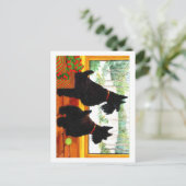Twee Scotty Dogs met Kerstmis Feestdagenkaart (Staand voorkant)