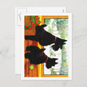 Twee Scotty Dogs met Kerstmis Feestdagenkaart (Voorkant / Achterkant)