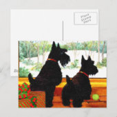 Twee Scotty Dogs met Kerstmis Feestdagenkaart (Voorkant / Achterkant)