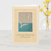 Twee Seagulls Paper Art Inspirerend Kaart (Gele Bloem)