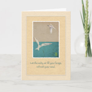 Twee Seagulls Paper Art Inspirerend Kaart