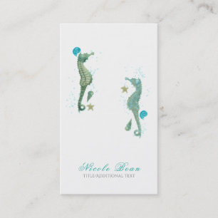 Twee Seapaarden Waterverf Beach Elegant Chic Visitekaartje