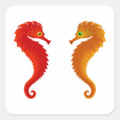 Twee Seapaarden Zee Life Square Sticker (Voorkant)