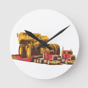 Twee Semi Big Trucks met een enorme mijnentruck Ronde Klok