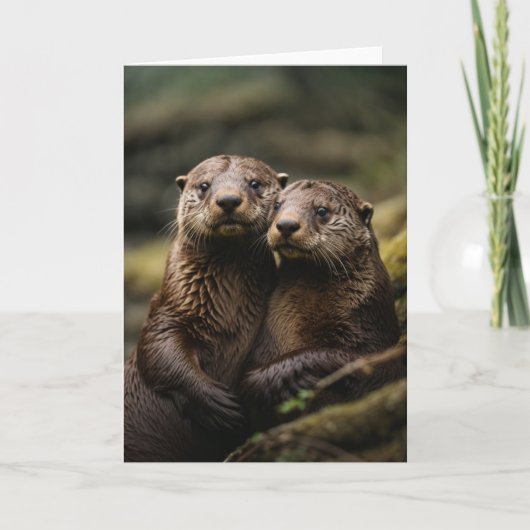 Twee serieuze otters feestdagen kaart (Voorkant)
