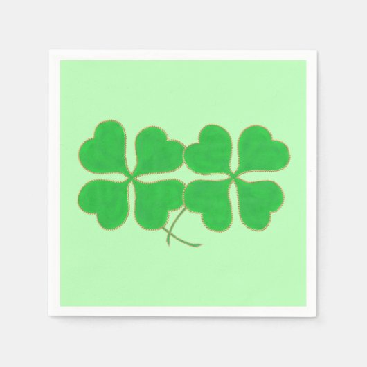 Twee shamrocks getrimd in Gold Paper Napkins Servetten (Voorkant)