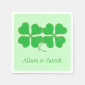 Twee Shamrocks Gold Dot Trim namen servetten (Voorkant)