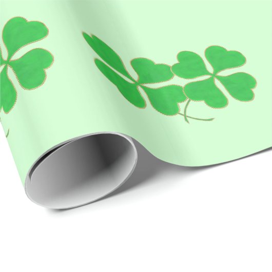 Twee shamrocks Gold stippen verpakkingspapier Cadeaupapier (Rol Hoek)