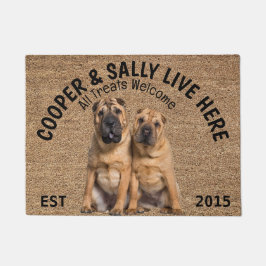 Twee Shar Pei gepersonaliseerd Hondenliefhebber Deurmat